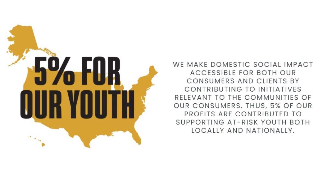 BLK & Bold donates 5% of its profits to nonprofit organizations to support at-risk youth.